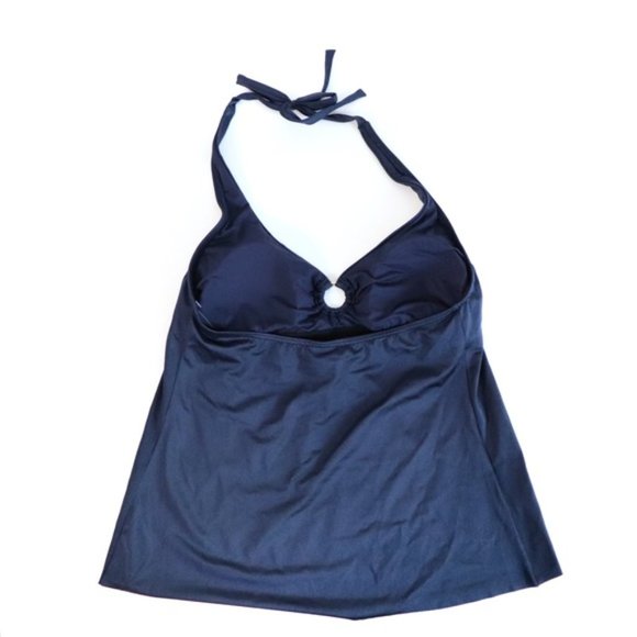 Tahari | Ring Front Halter Solid Tankini Swim Top - Picture 5 of 11